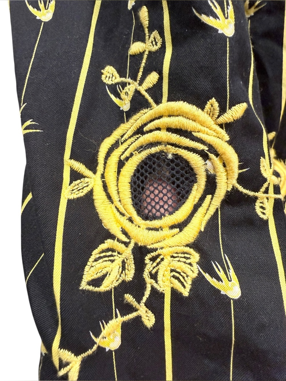 Anthropologie Moulinette Soeurs Bird & Floral Embroidered Ruched Dress Size 0 - Picture 9 of 9